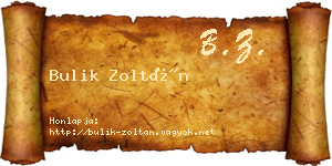 Bulik Zoltán névjegykártya